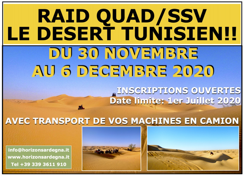 Nouveau!!! Raid Quad et SSV - Tunisie